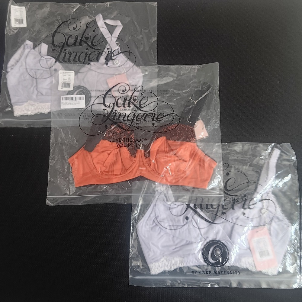 3x Cake Lingerie Soft-Cup Maternity Nursing Bundle Melba Non-Wire Bra 32D